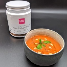 Gazpacho med tomat, aubergine og røget hvidløg